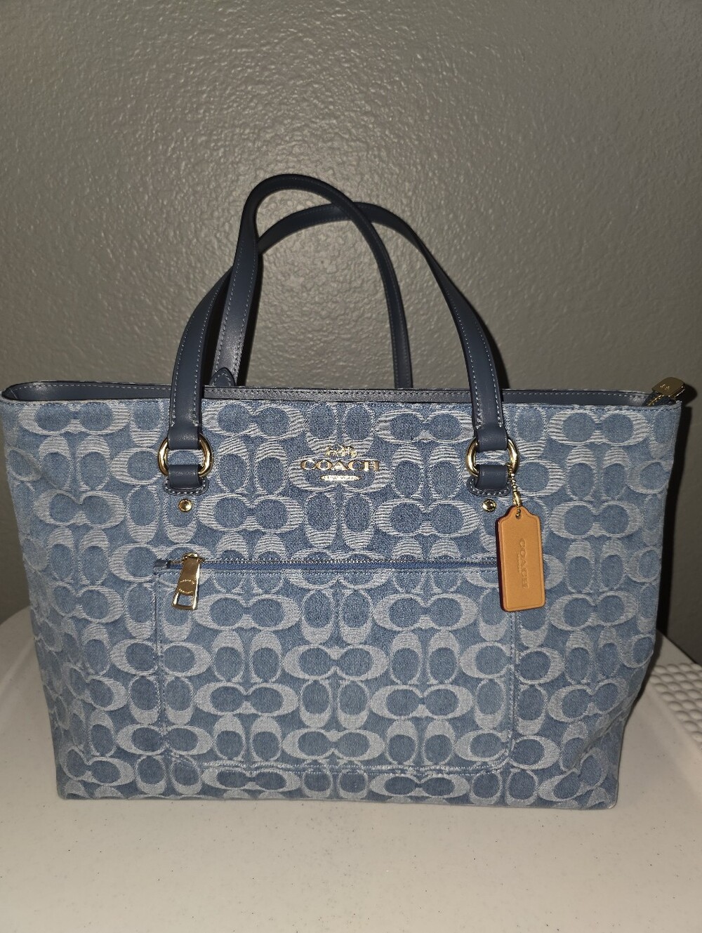 Coach Signature Denim Station Tote Bag CDB88